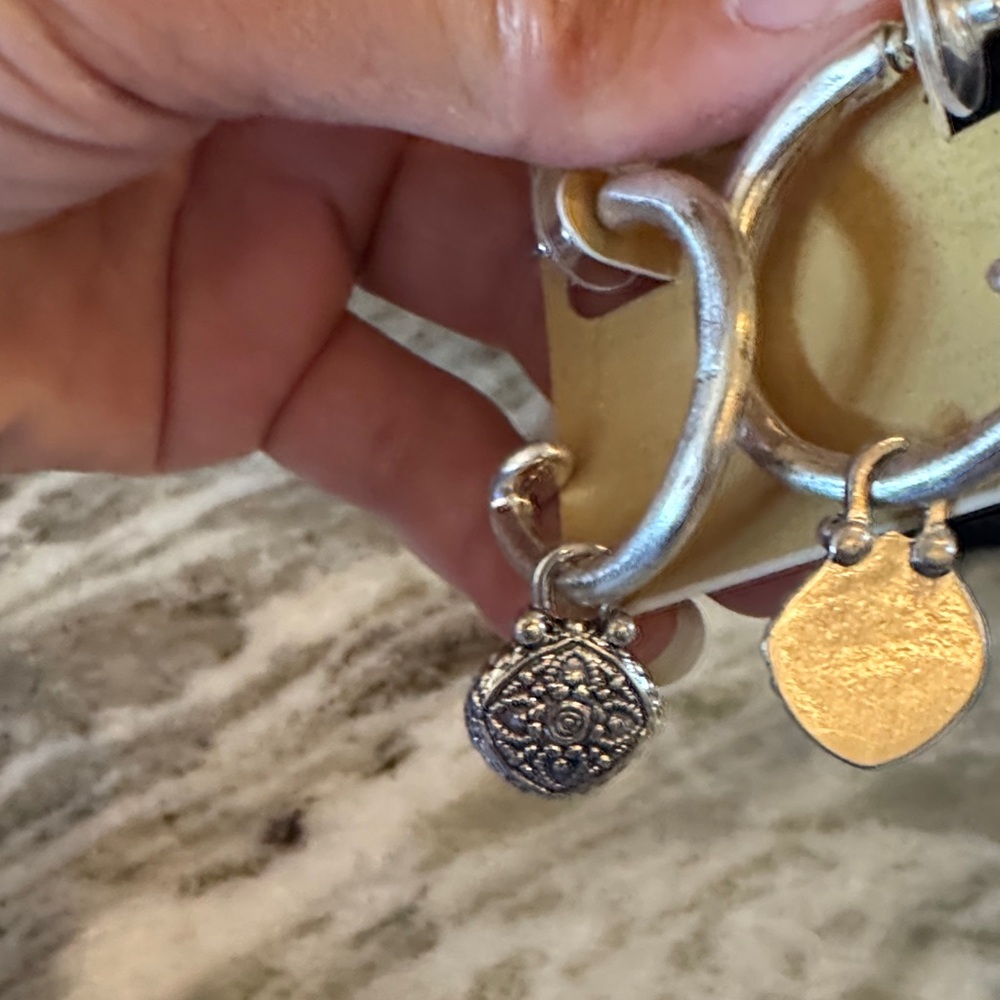 Patricia Nash Silver Hoop Earrings with Charms - Picture 2 of 3